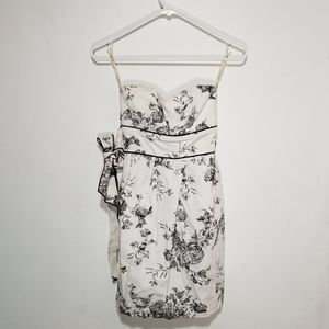 Black and White Strapless Dress